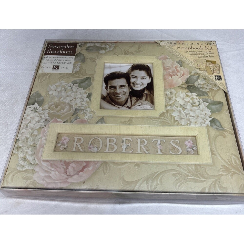 New! K&Company Scrapbook Album 12x12 Frame-A-Name English Floral Kit Stickers